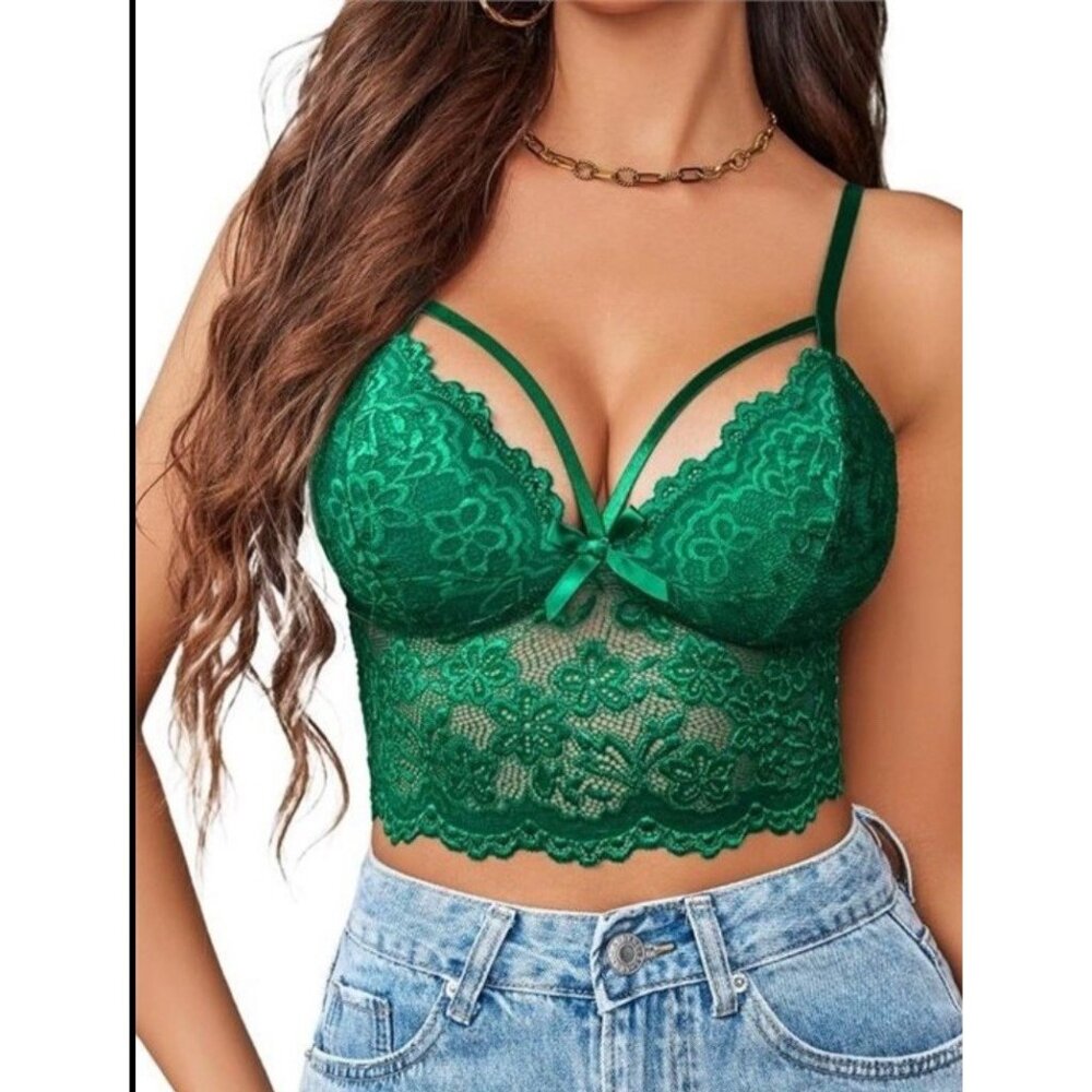 Women's Lace Floral Bralette Bralet Bra Bustier Vest Crop Tops Cami Tank S